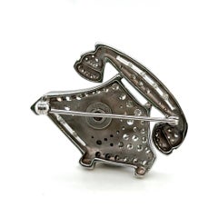 Broche téléphone avec cadran en or blanc 14 carats et diamants