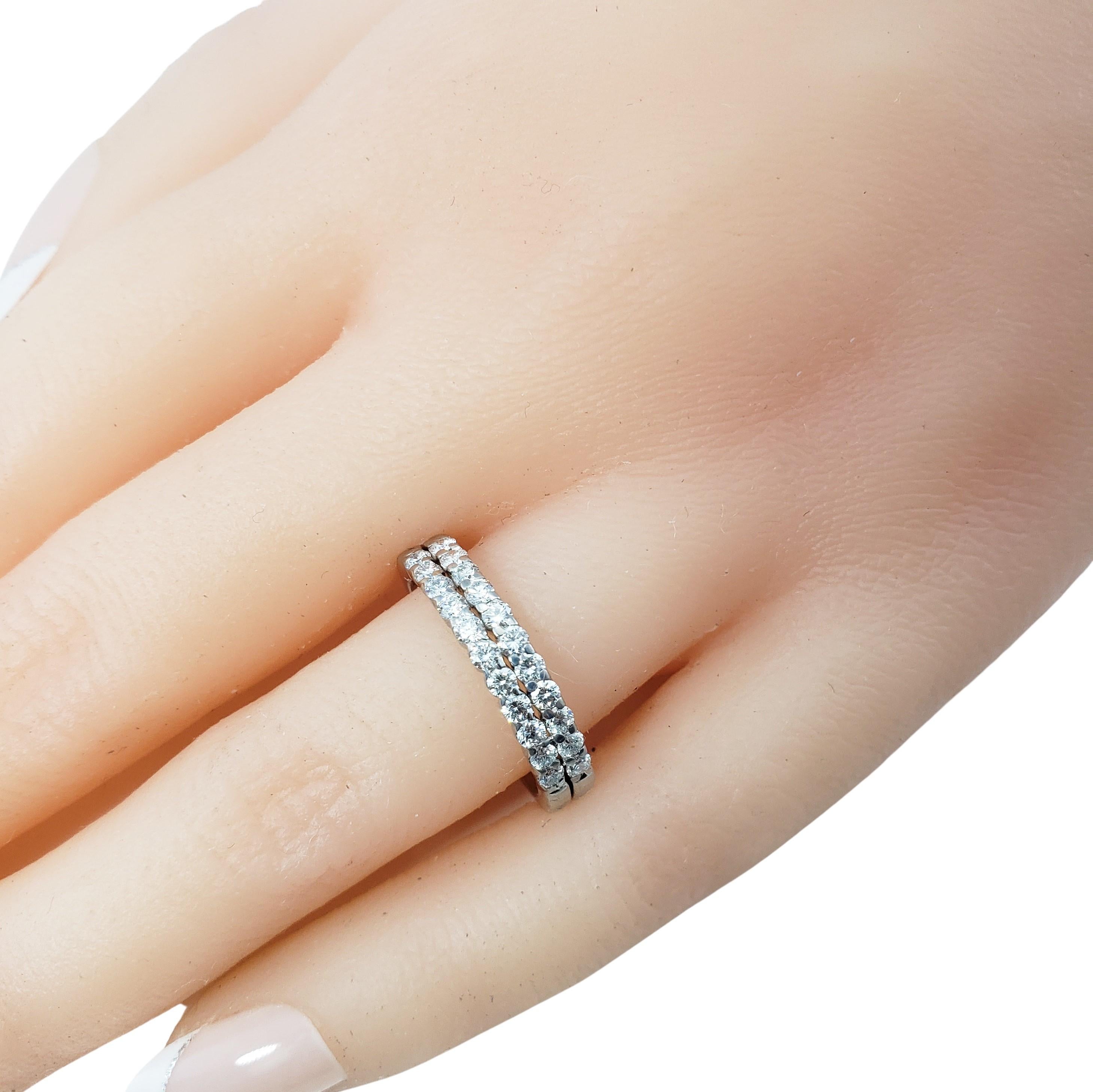 14 Karat White Gold and Diamond Double Band Ring For Sale 5