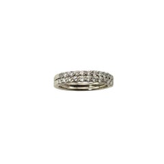 Bague double anneau en or blanc 14 carats et diamants