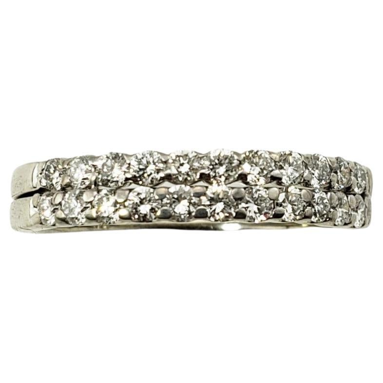 14 Karat White Gold and Diamond Double Band Ring For Sale