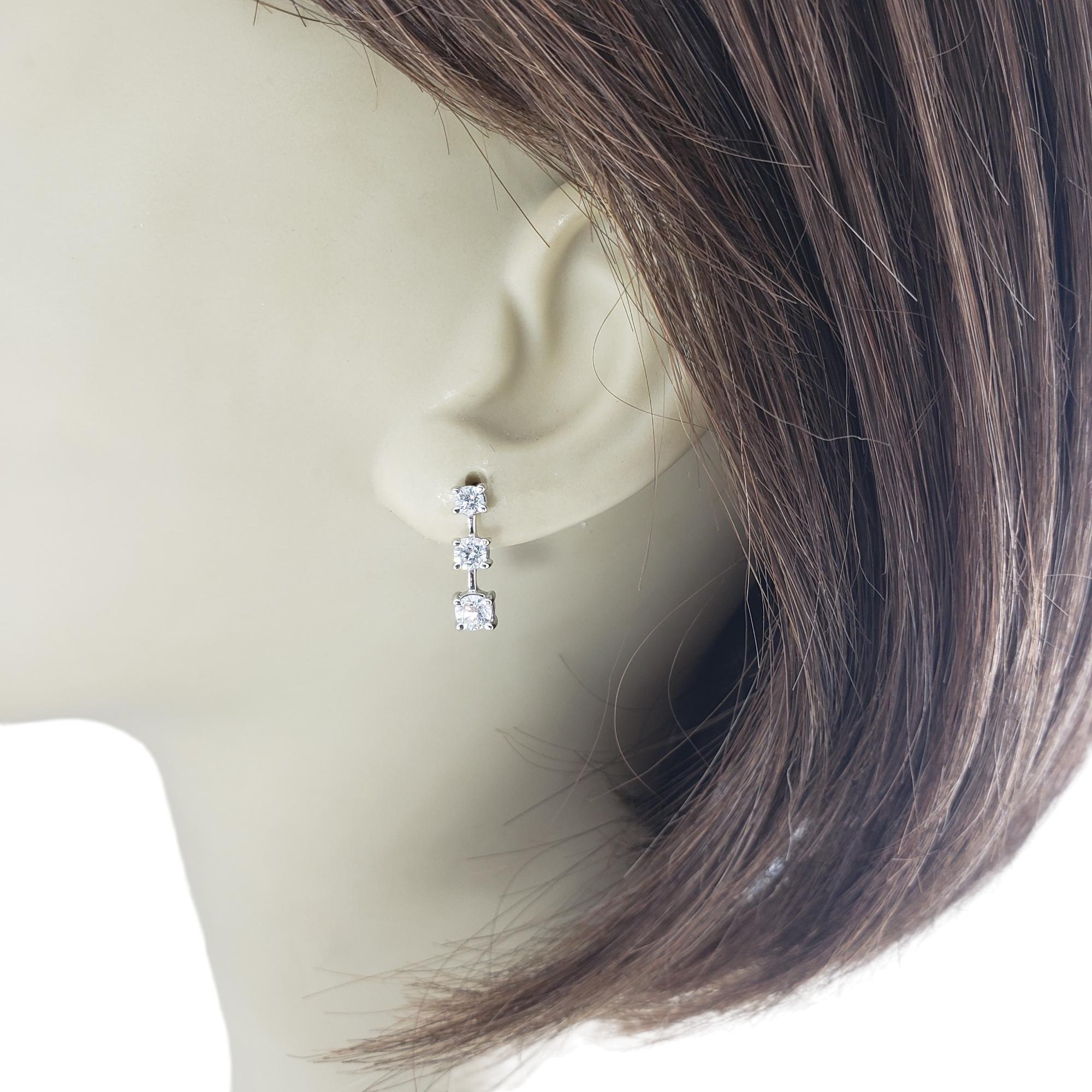 14 Karat White Gold and Diamond Drop Earrings #15316 For Sale 2