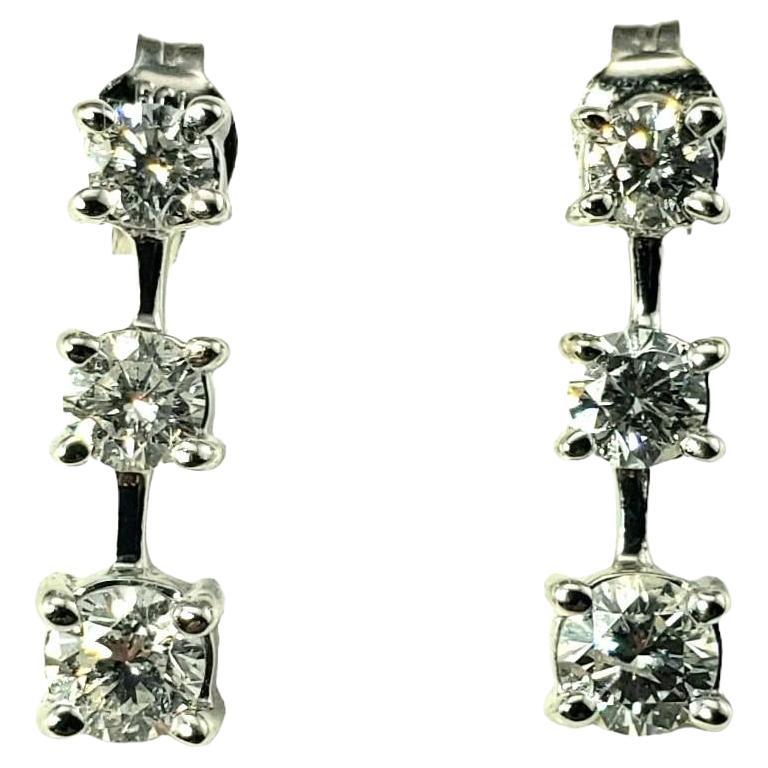 14 Karat White Gold and Diamond Drop Earrings #15316 For Sale
