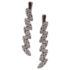 14 Karat White Gold and Diamond Drop Earrings