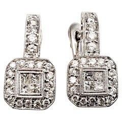 Boucles d'oreilles en or blanc 14 carats et diamants