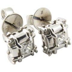 14 Karat White Gold and Diamond Earrings