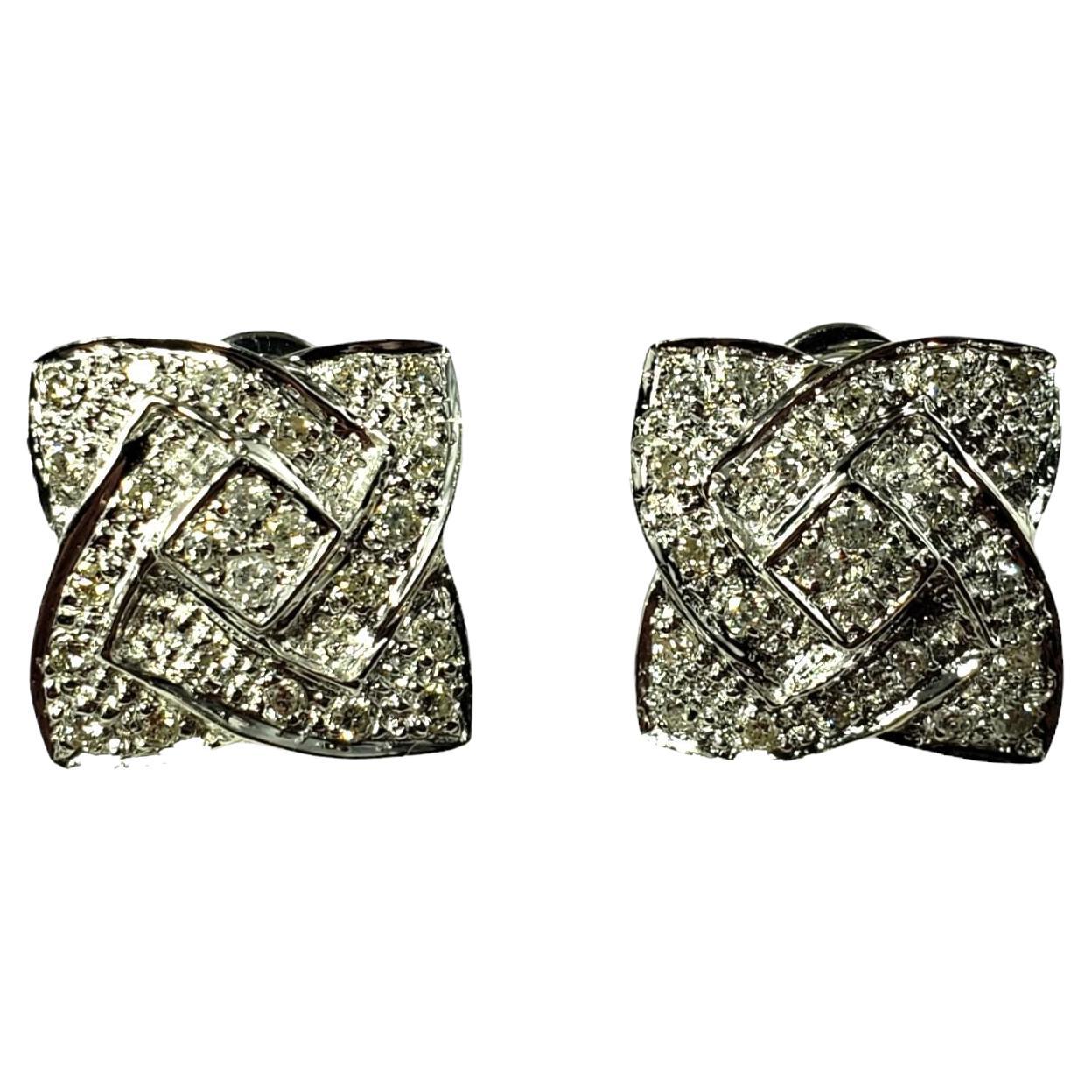 14 Karat White Gold and Diamond Earrings For Sale