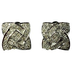 Vintage 14 Karat White Gold and Diamond Earrings