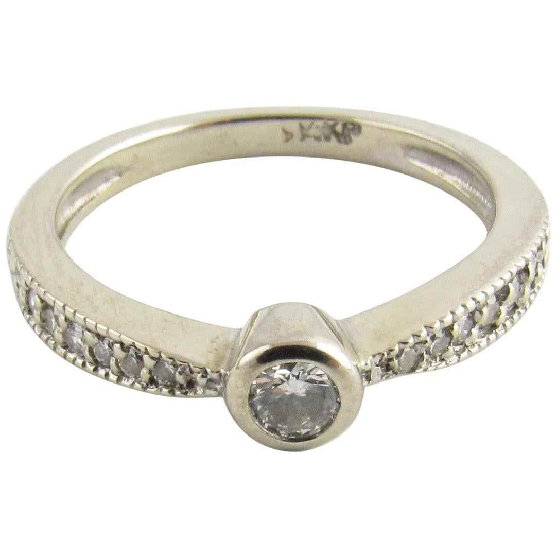 14 Karat White Gold and Diamond Engagement Ring