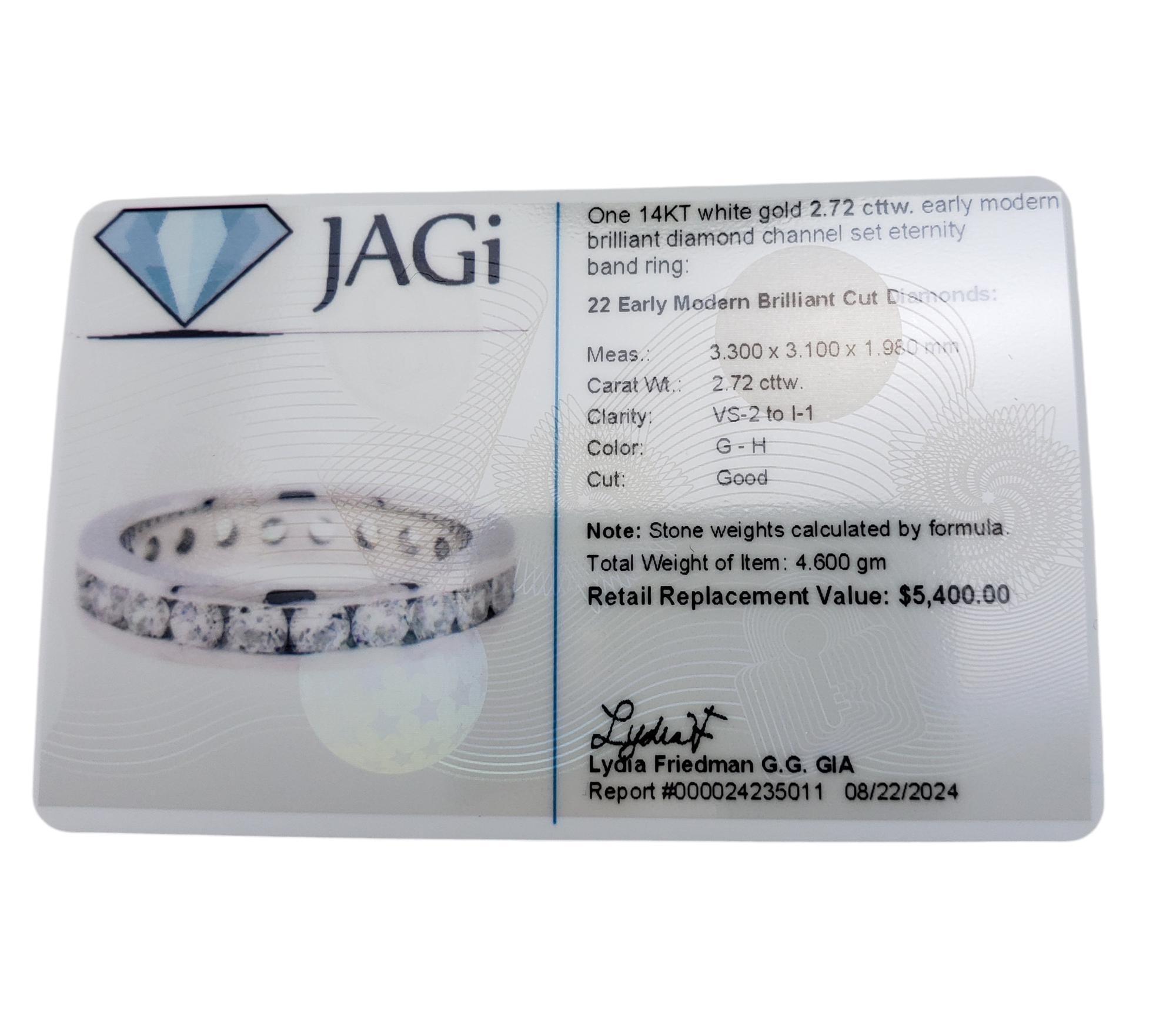 14 Karat Weißgold und Diamant Eternity-Ring Größe 6 #18853 (Zeitgenössisch) im Angebot