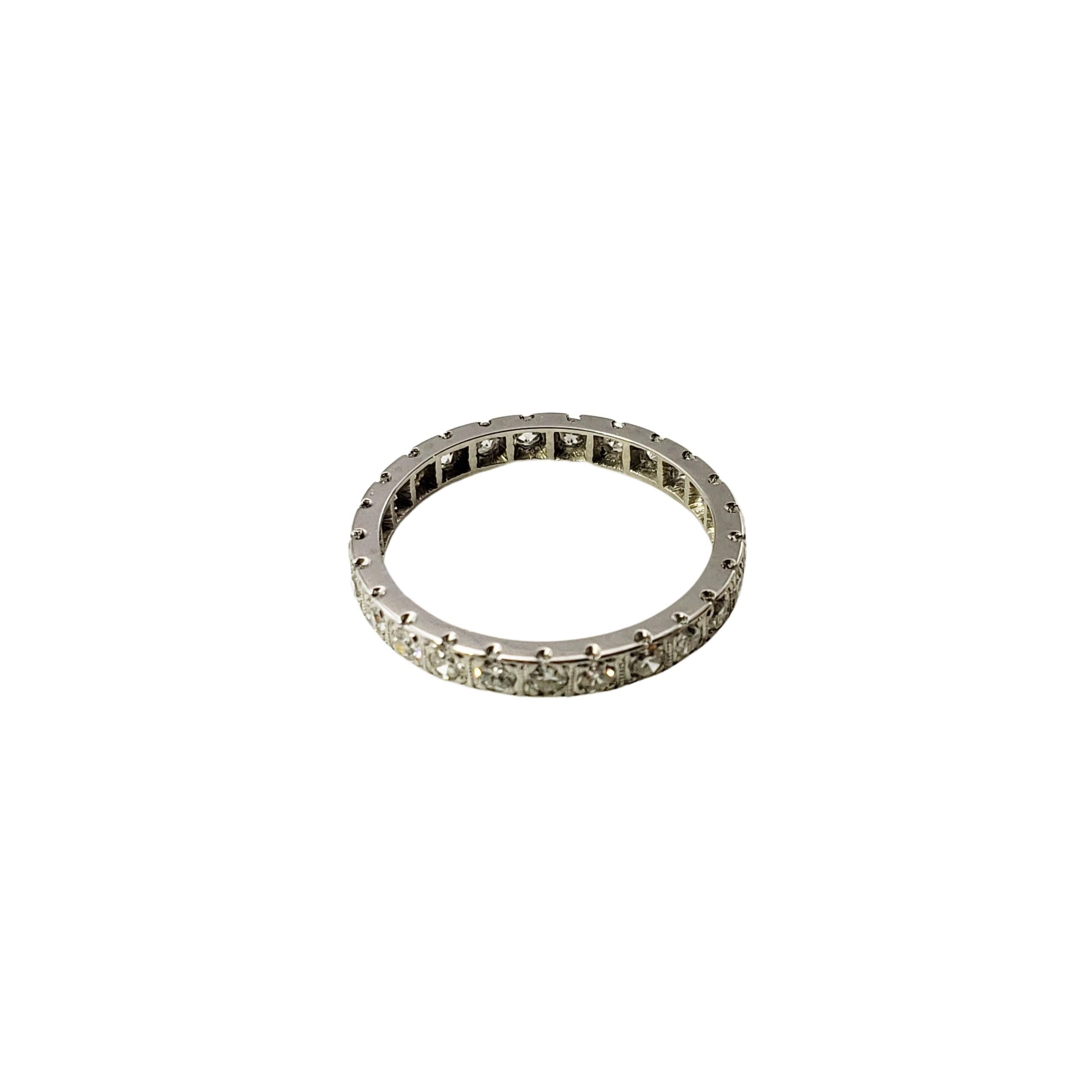Single Cut 14 Karat White Gold and Diamond Eternity Band Ring Size 6 For Sale