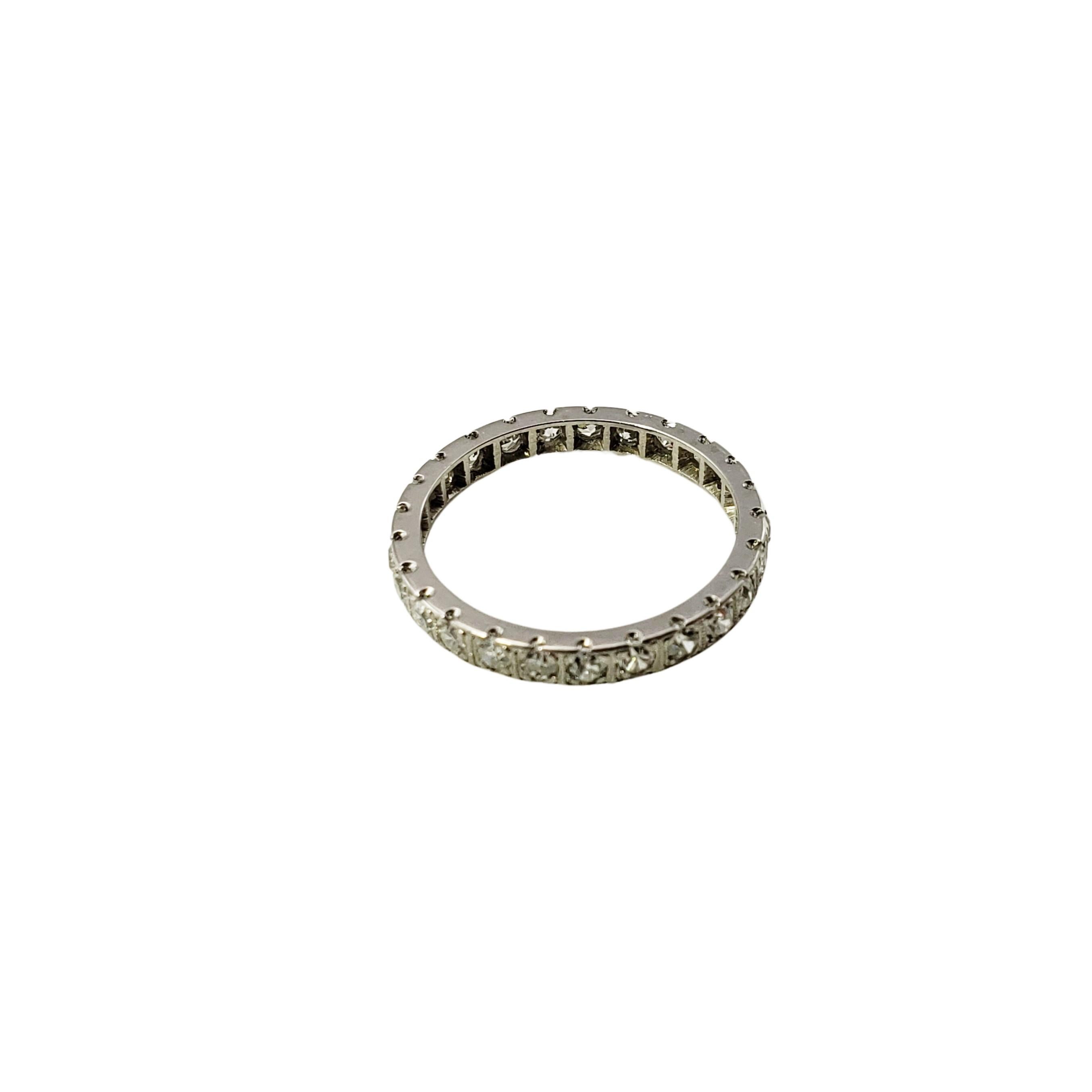 14 Karat White Gold and Diamond Eternity Band Ring Size 6 In Good Condition For Sale In Washington Depot, CT