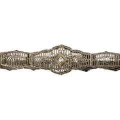 14 Karat White Gold and Diamond Filigree Bracelet #19411