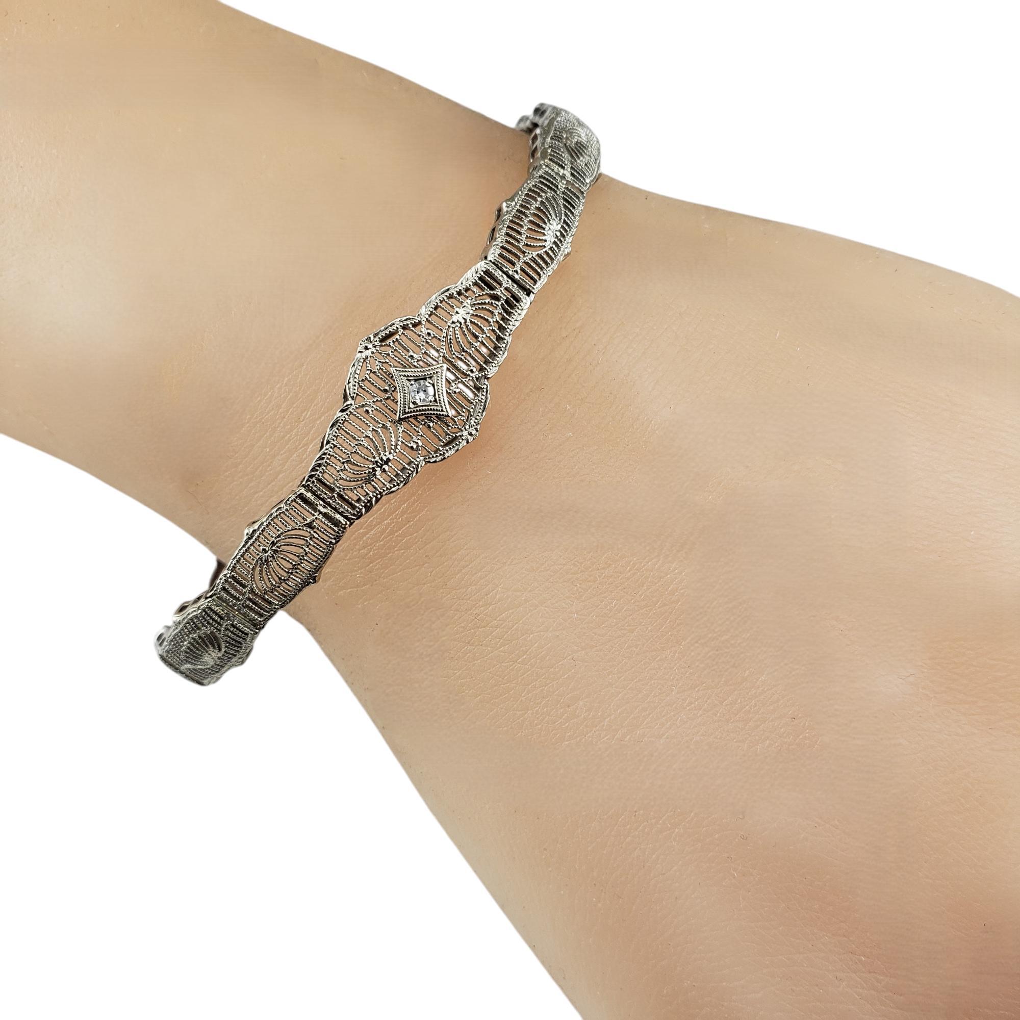 Bracelet filigrane en or blanc 14 carats et diamants n° 19411 en vente 3