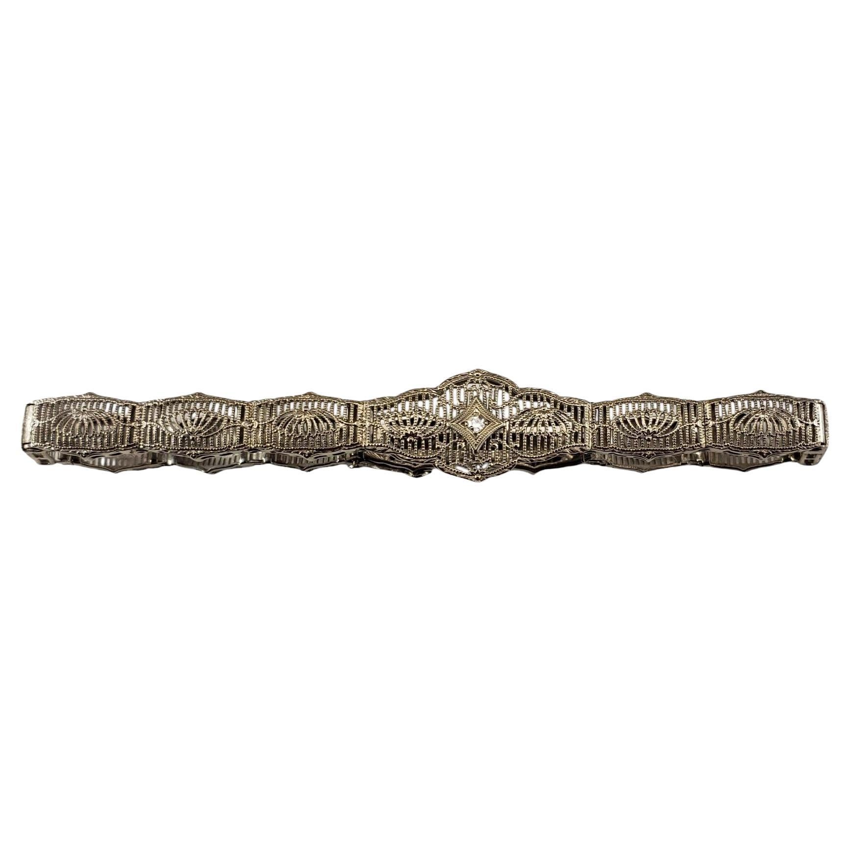 14 Karat White Gold and Diamond Filigree Bracelet #19411