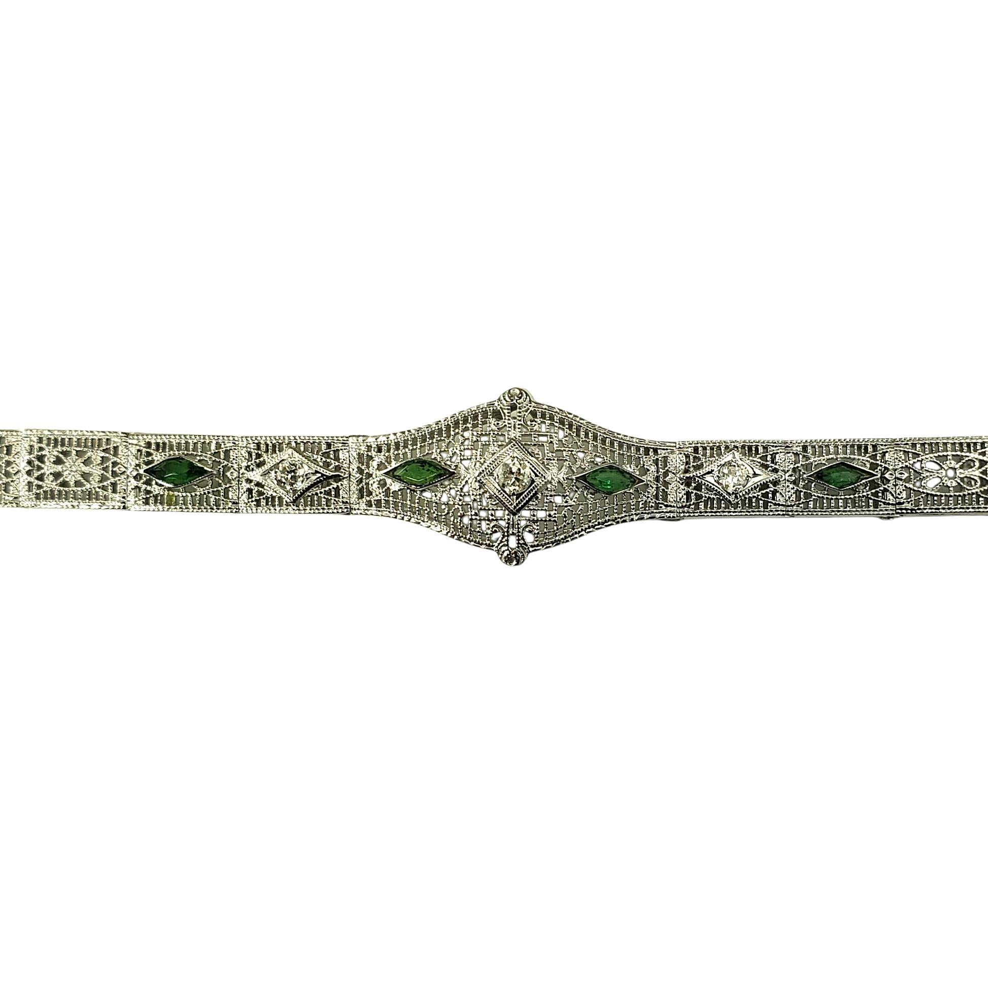 Taglio brillante 14 Karat White Gold and Diamond Filigree Bracelet #21858 in vendita