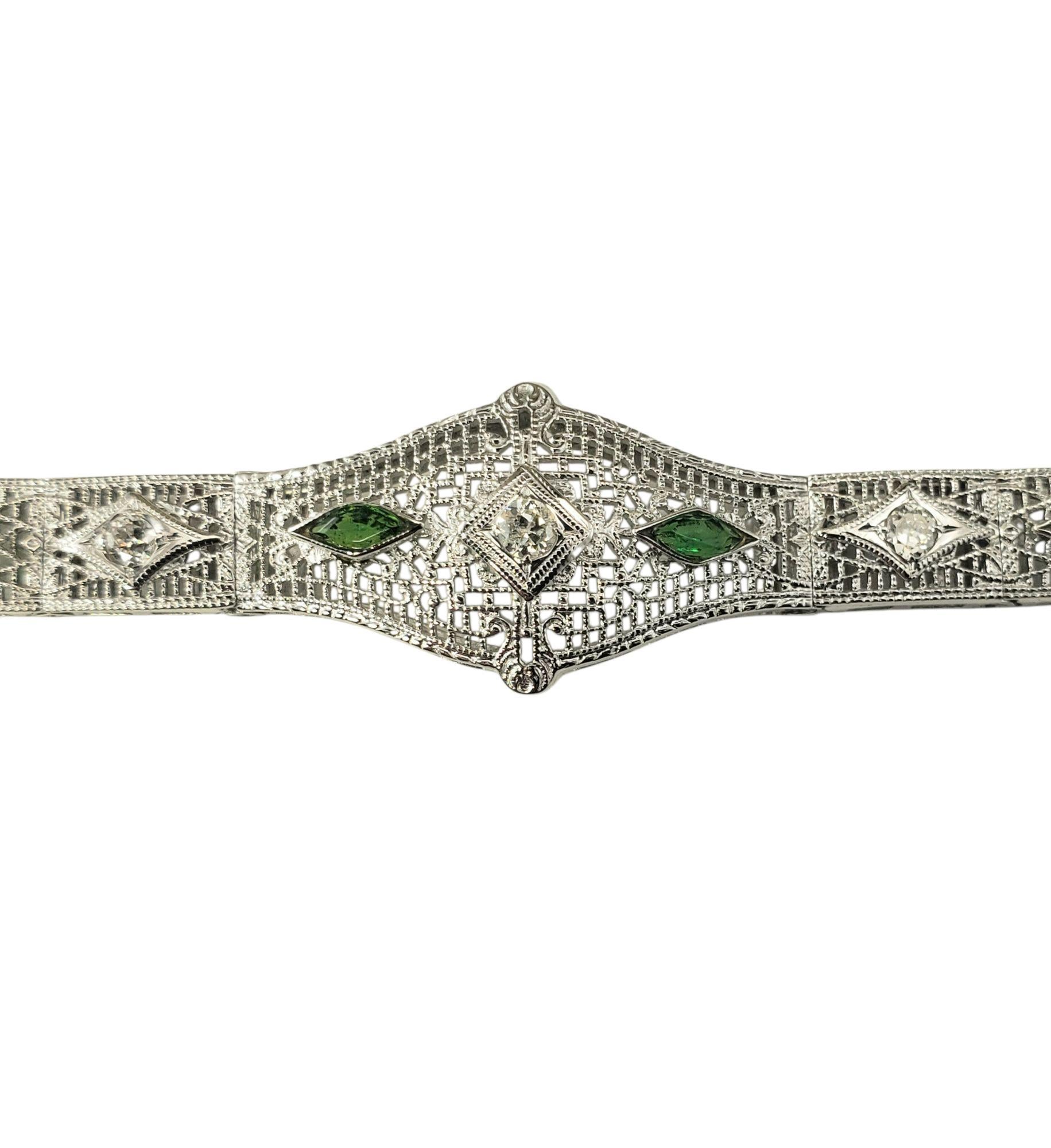 14 Karat White Gold and Diamond Filigree Bracelet #21858 In condizioni buone in vendita a Washington Depot, CT