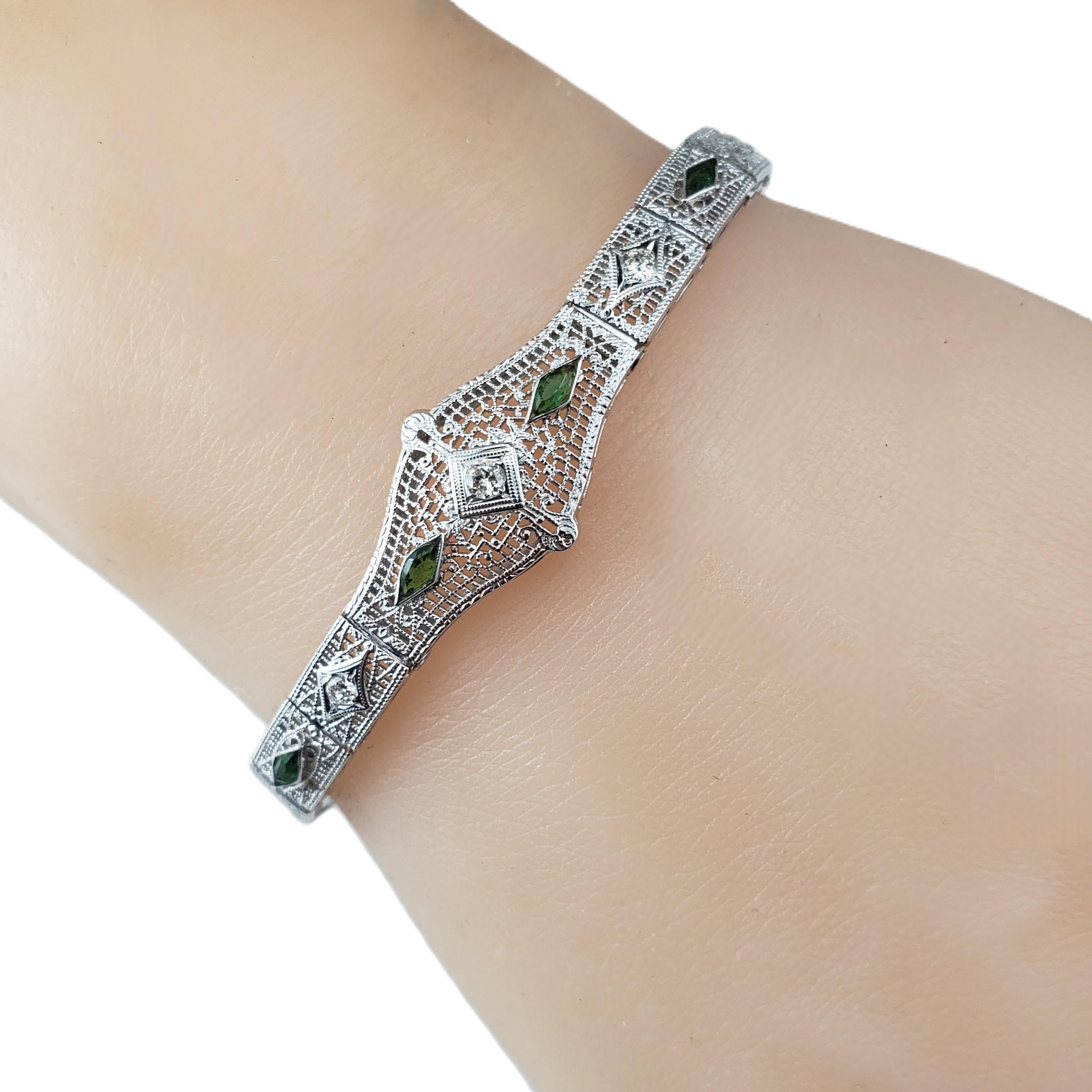 14 Karat White Gold and Diamond Filigree Bracelet #21858 in vendita 2
