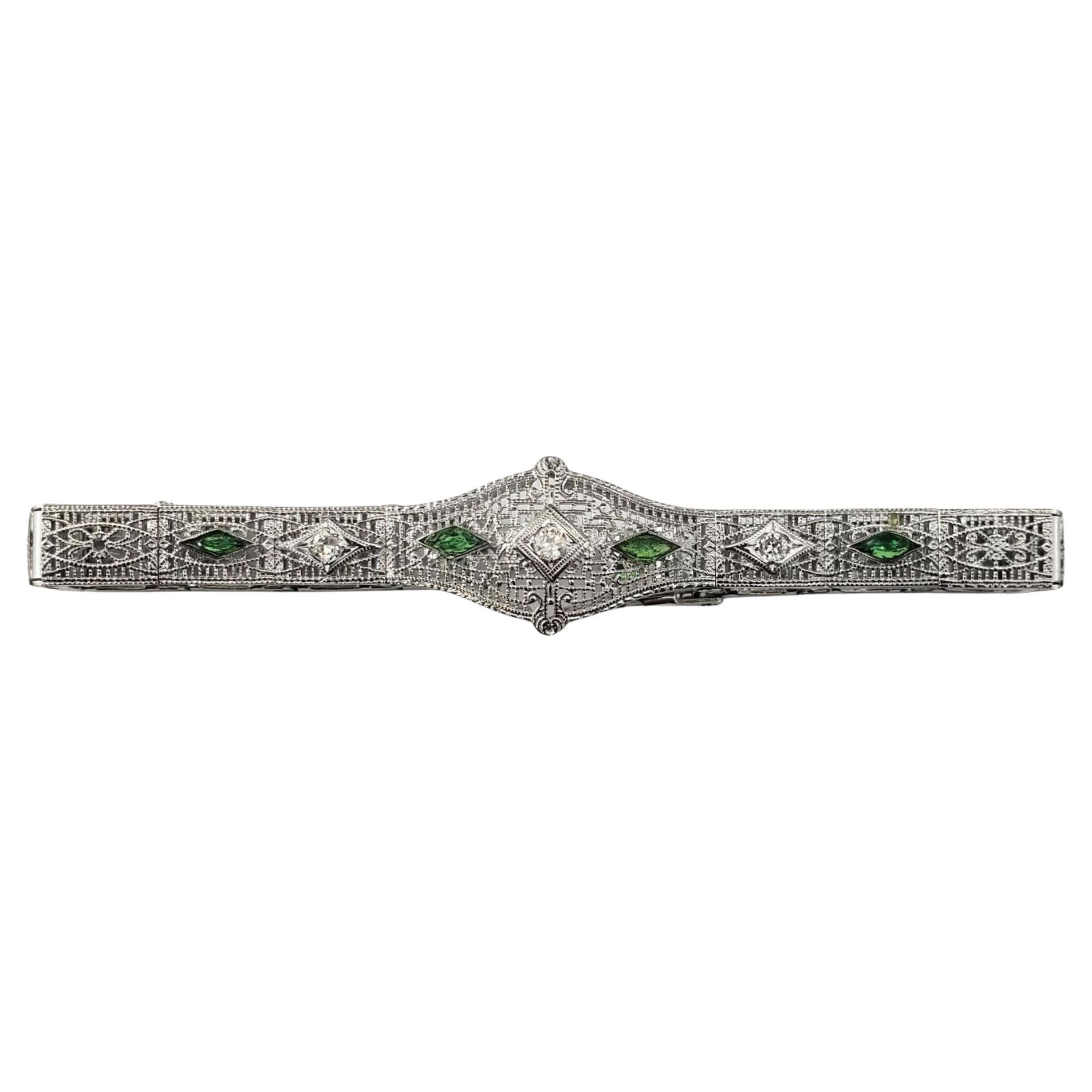 14 Karat White Gold and Diamond Filigree Bracelet #21858