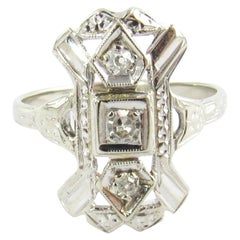 14 Karat White Gold and Diamond Filigree Ring