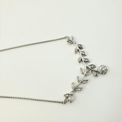 14 Karat White Gold and Diamond Floral Necklace