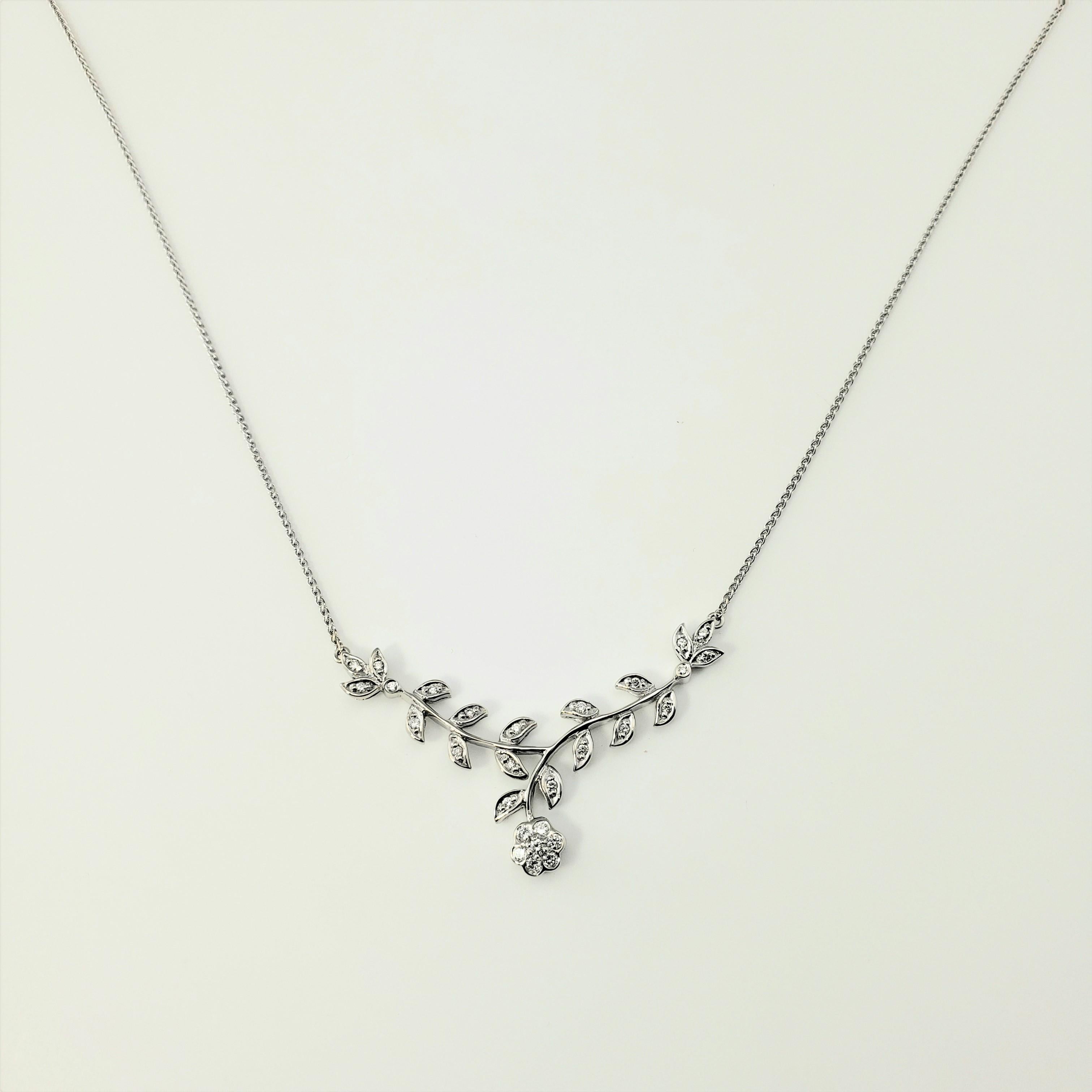 Women's 14 Karat White Gold and Diamond Floral Necklace For Sale