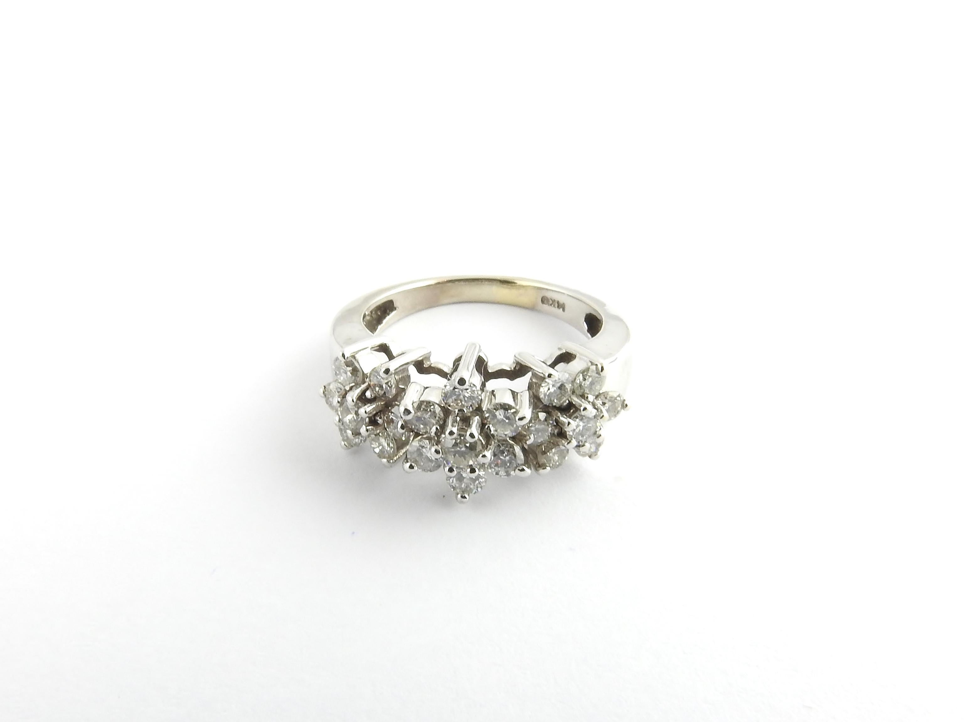 14 Karat White Gold and Diamond Flower Ring For Sale 1