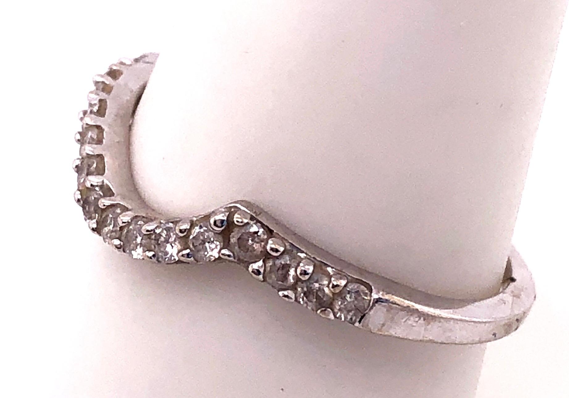 Women's or Men's 14 Karat White Gold and Diamond Freeform Ring For Sale