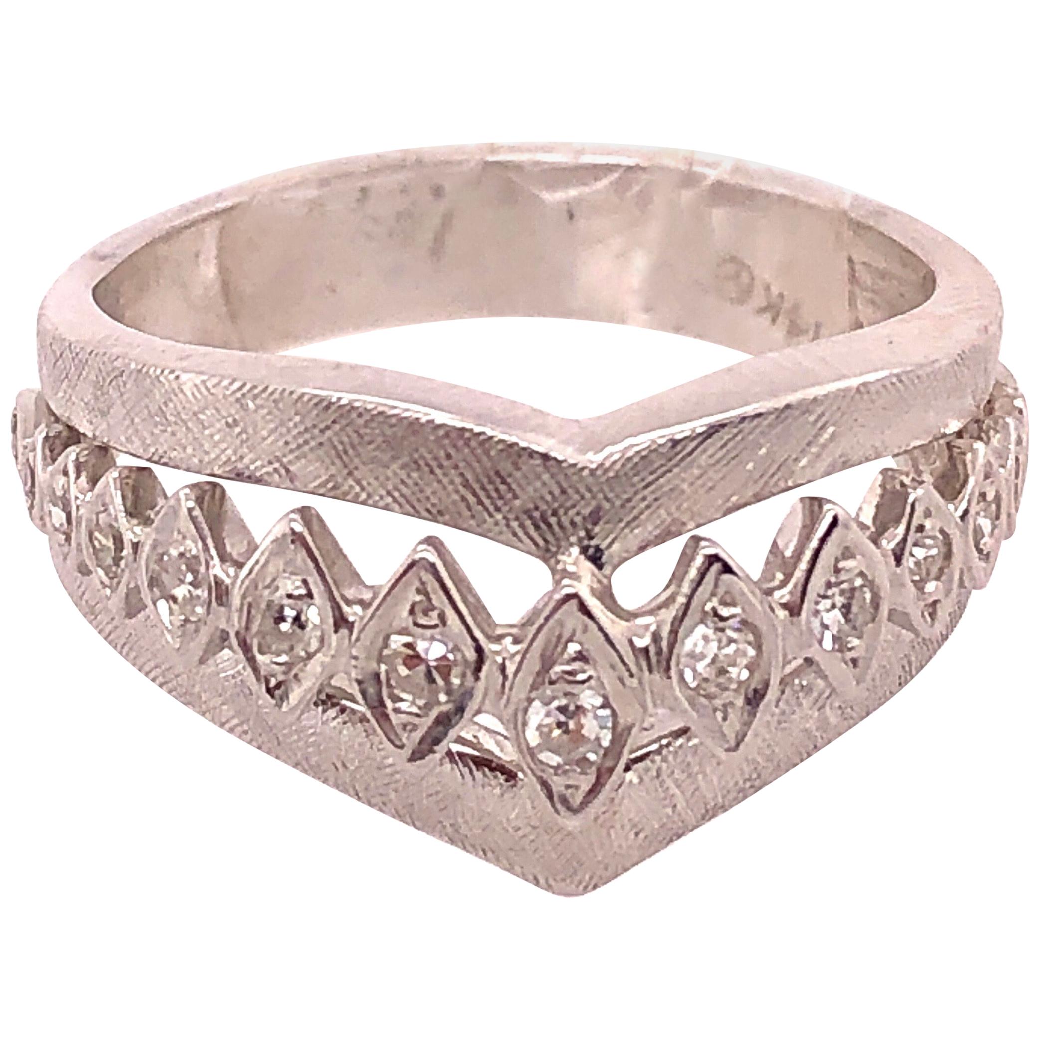 14 Karat White Gold and Diamond Geometric Ring or Bridal Band 0.33 TDW