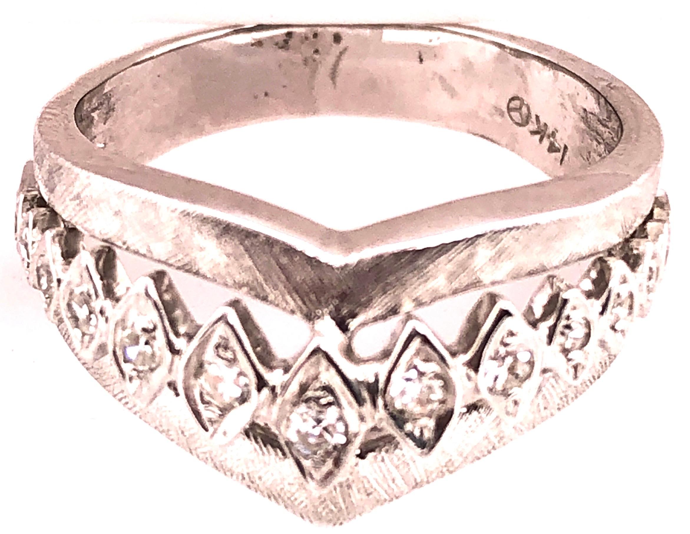 14 Karat White Gold and Diamond Geometric Ring or Bridal Band 0.33 TDW For Sale 5