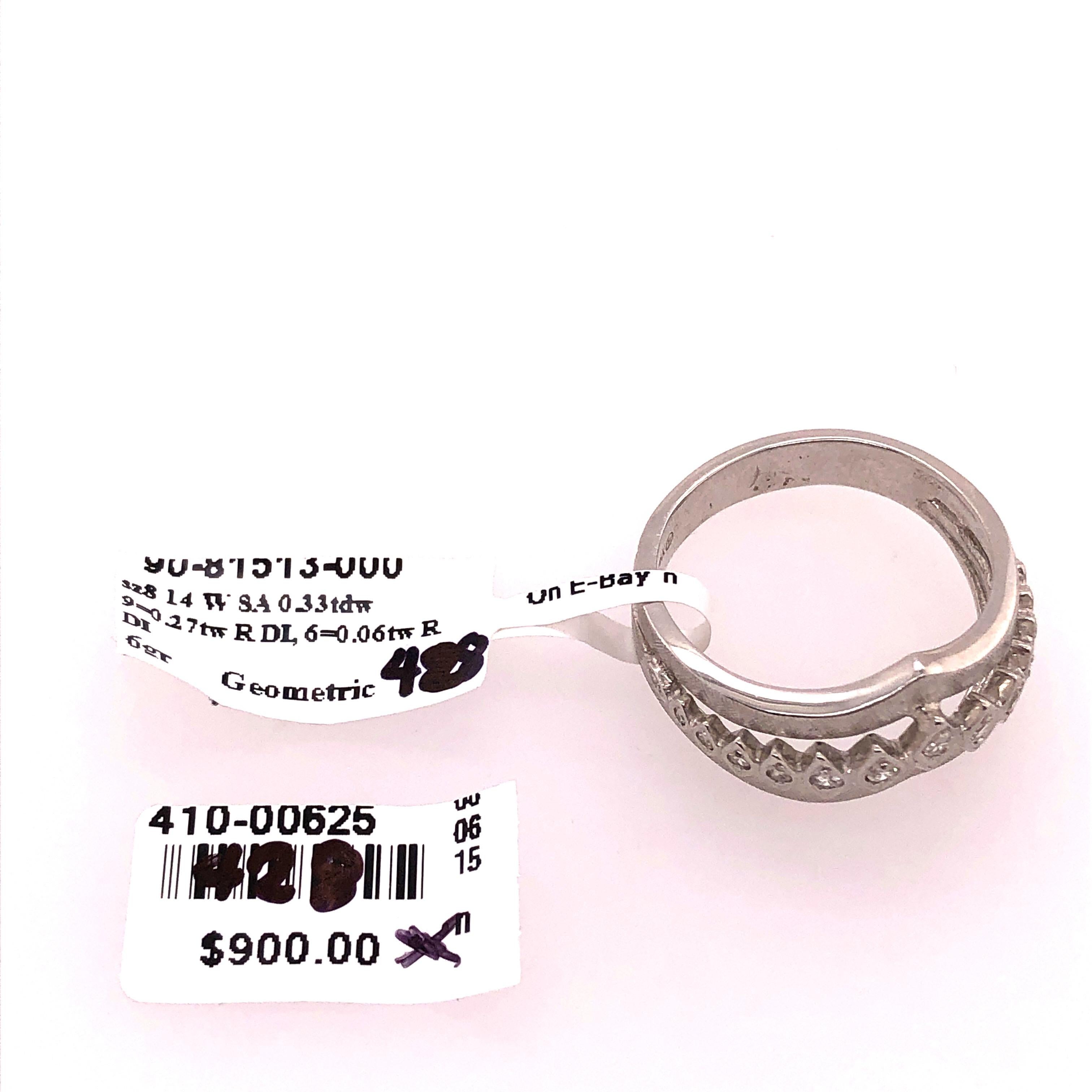 14 Karat White Gold and Diamond Geometric Ring or Bridal Band 0.33 TDW For Sale 8