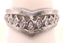 14 Karat White Gold and Diamond Geometric Ring or Bridal Band 0.33 TDW