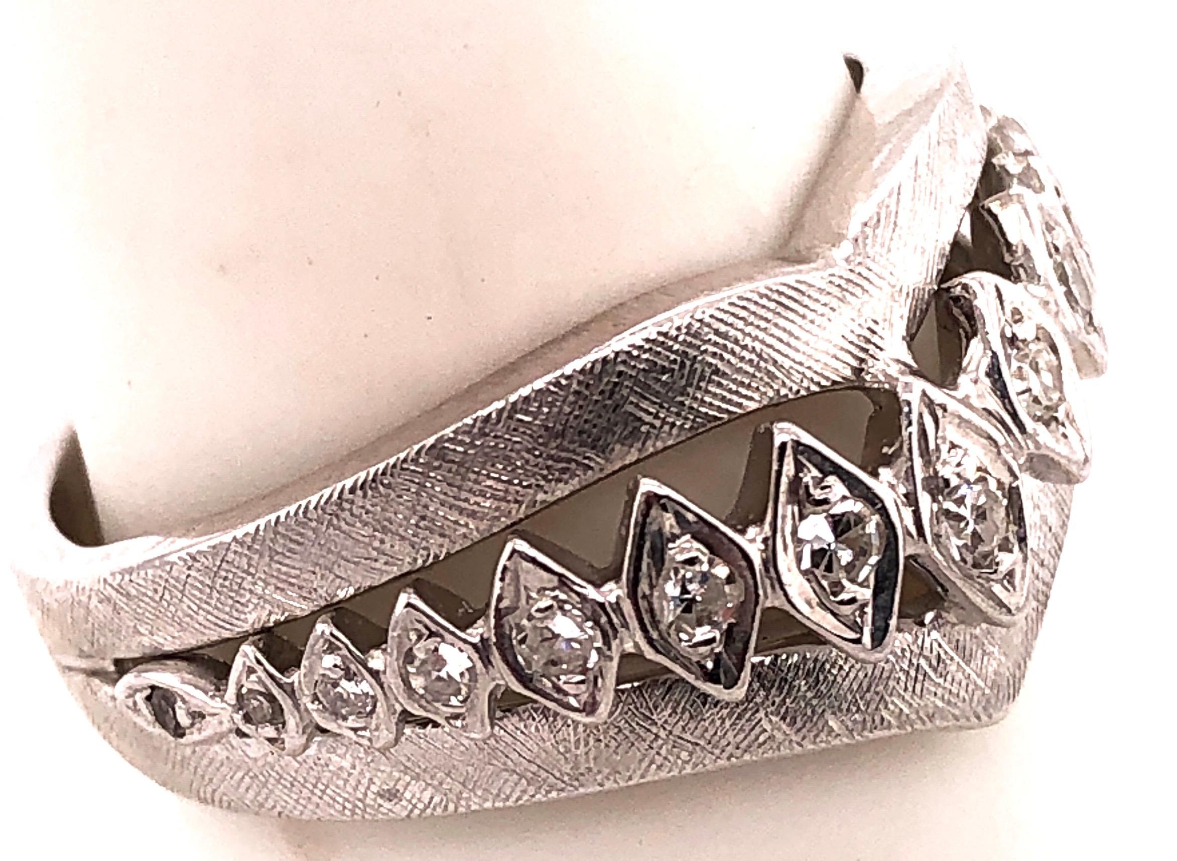Women's or Men's 14 Karat White Gold and Diamond Geometric Ring or Bridal Band 0.33 TDW For Sale