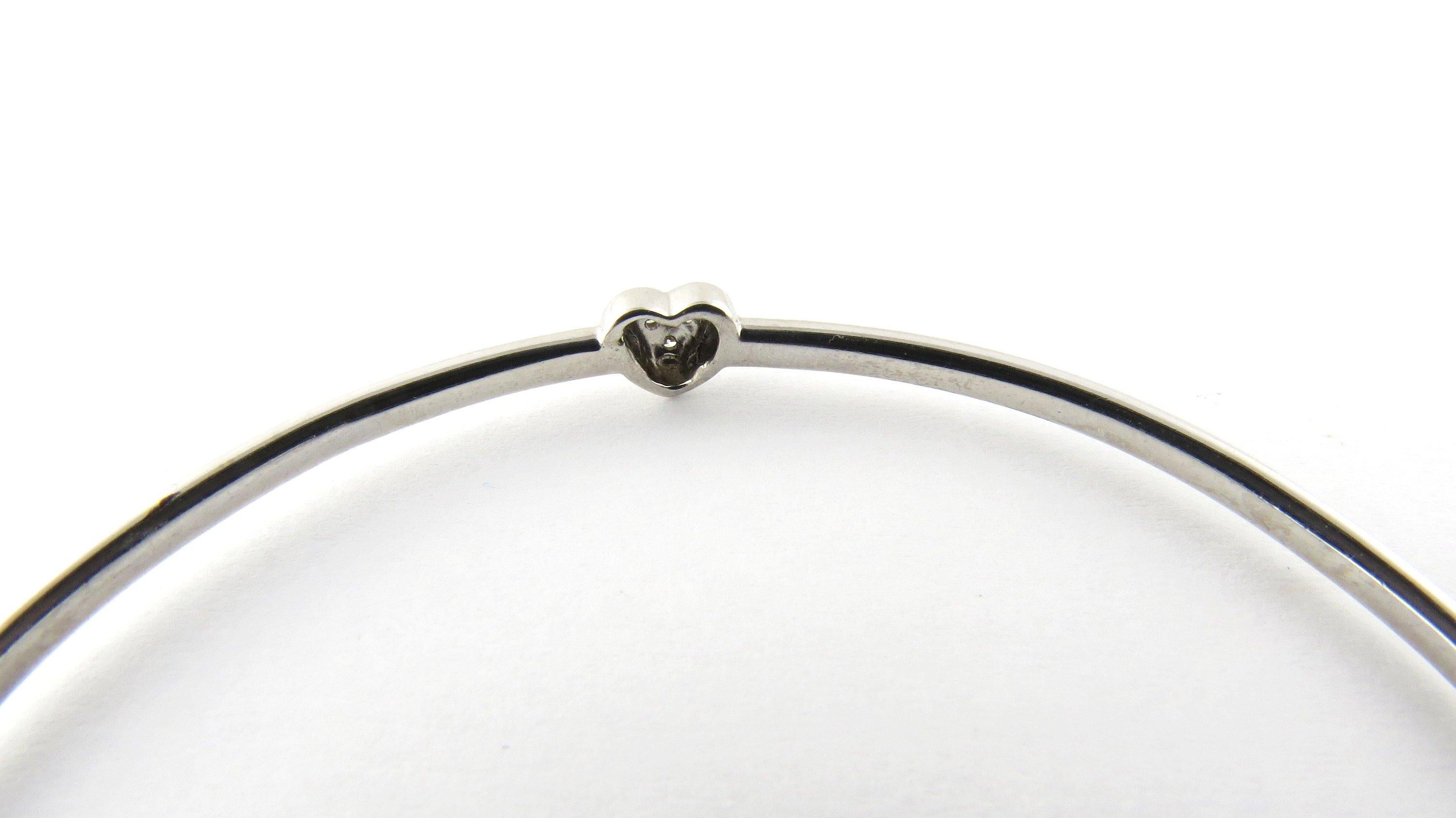 14 Karat White Gold and Diamond Heart Bangle Bracelet 1