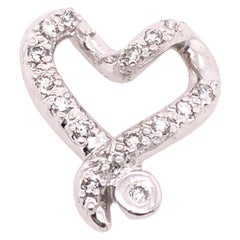 14 Karat White Gold and Diamond Heart Charm / Pendant