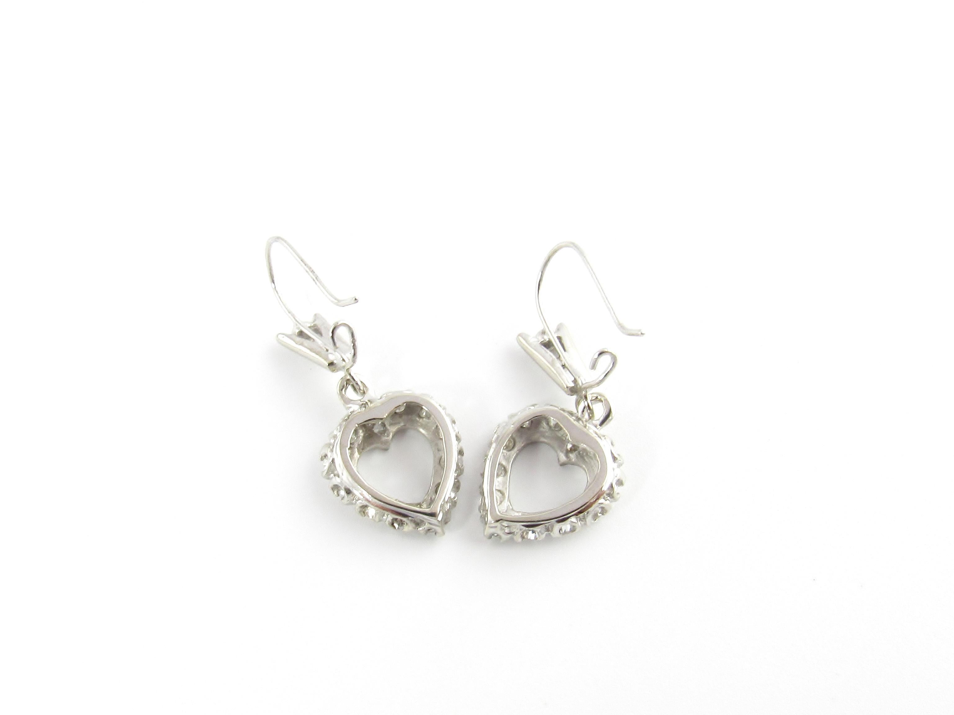 Women's 14 Karat White Gold and Diamond Heart Earrings