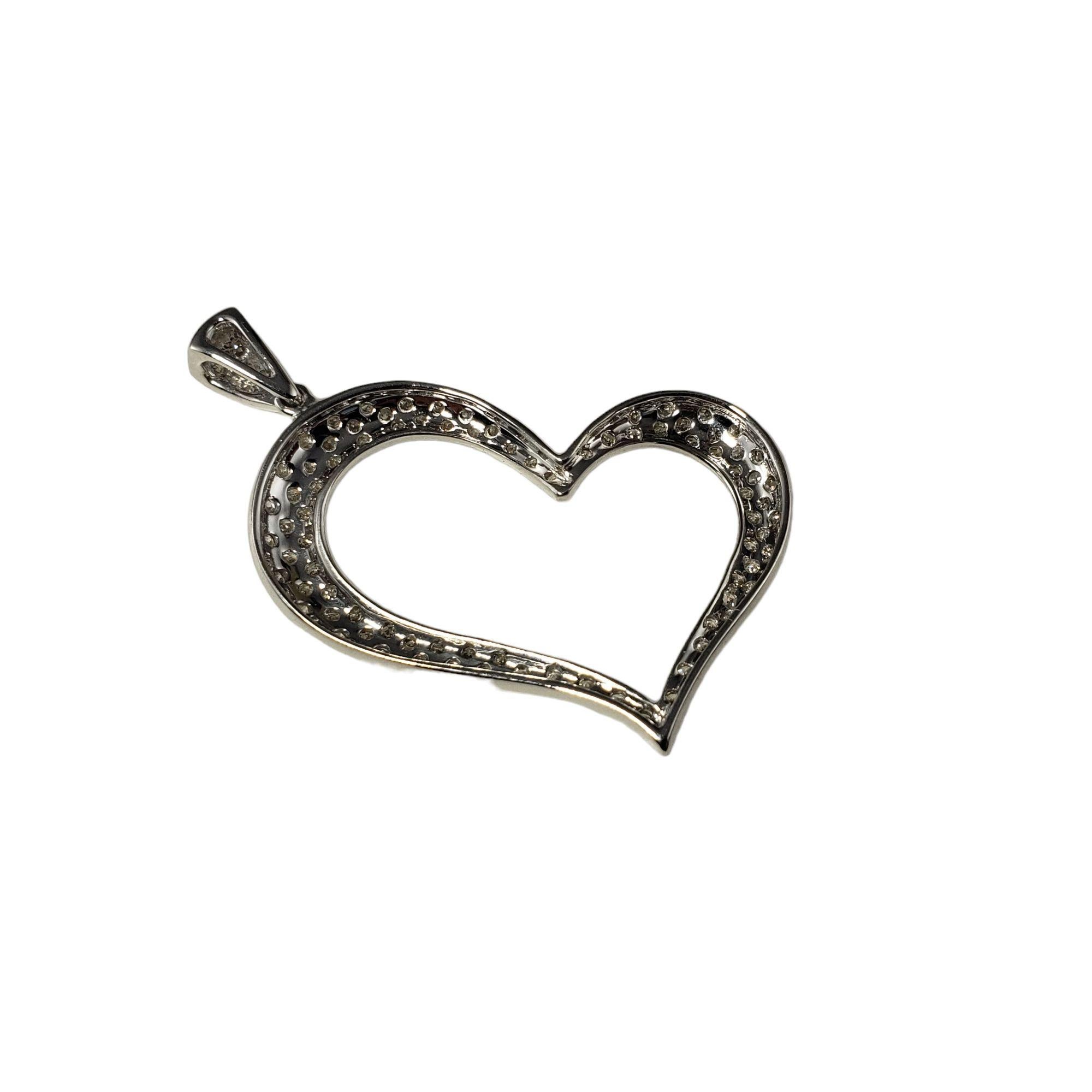 14 Karat White Gold and Diamond Heart Pendant #14917 In Good Condition For Sale In Washington Depot, CT