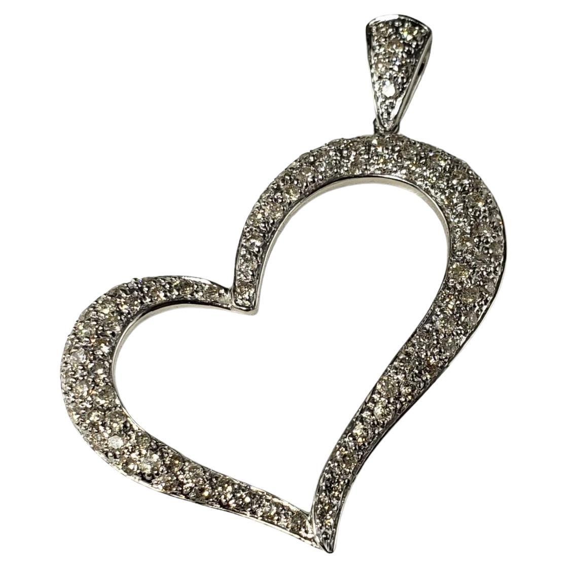 14 Karat White Gold and Diamond Heart Pendant #14917 For Sale