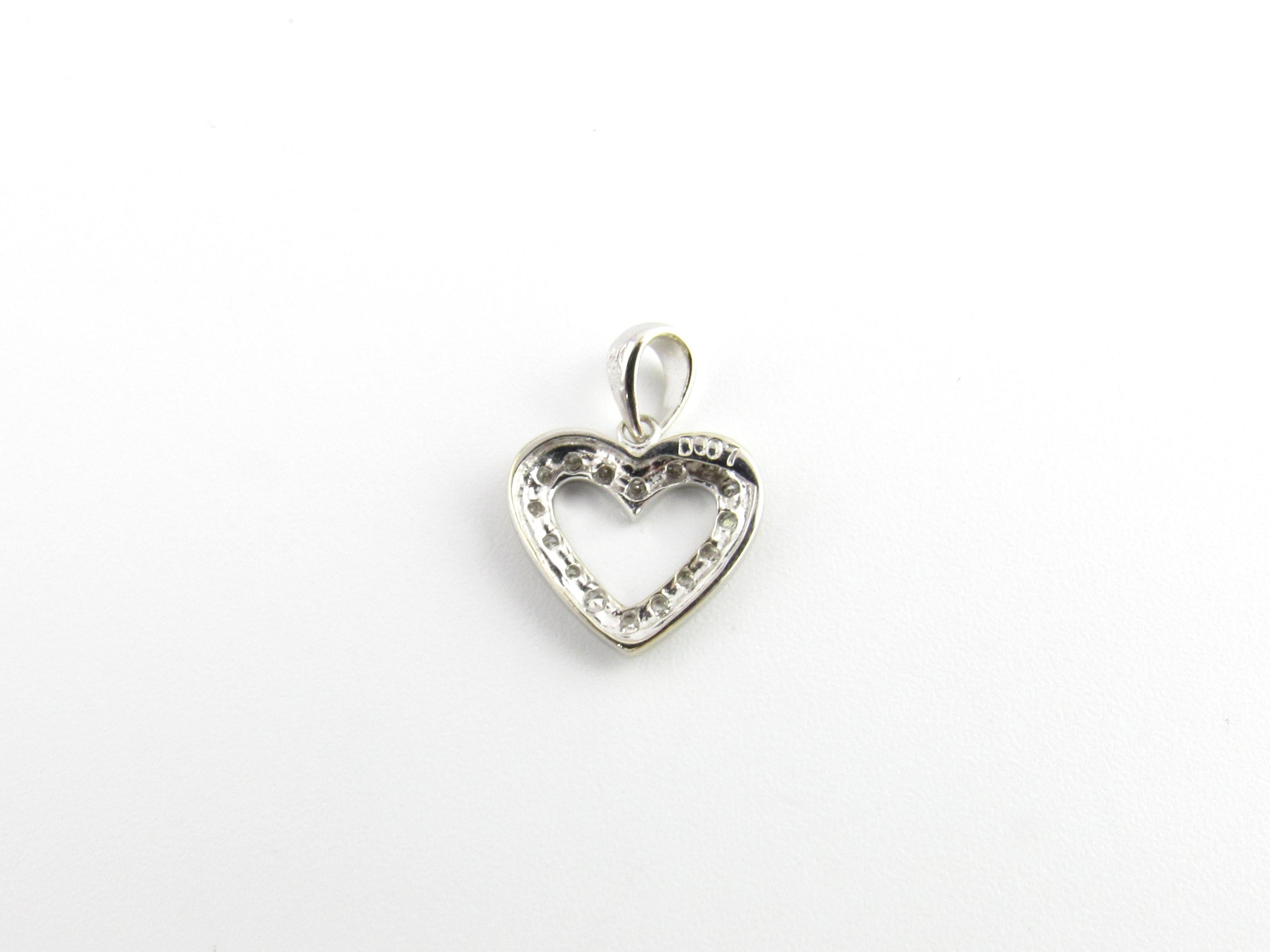 14 Karat White Gold and Diamond Heart Pendant Necklace 1