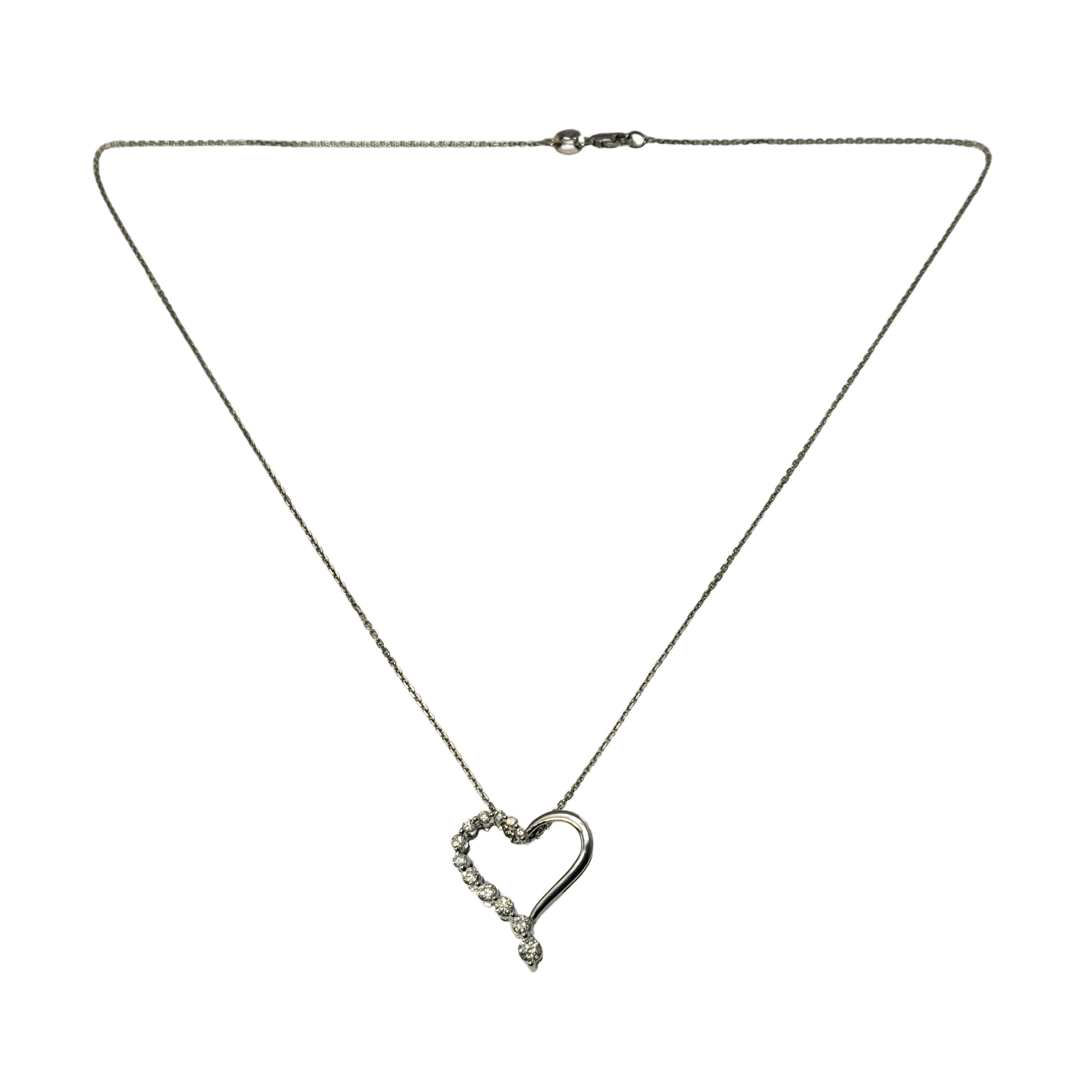 Women's 14 Karat White Gold and Diamond Heart Pendant Necklace For Sale