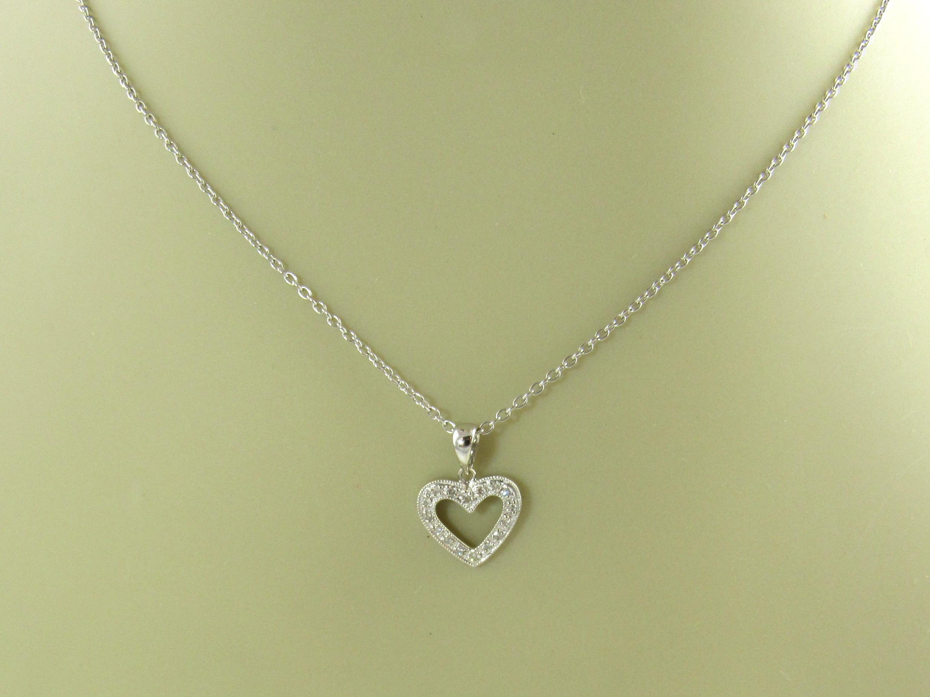 14 Karat White Gold and Diamond Heart Pendant Necklace 3