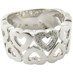 14 Karat White Gold and Diamond Heart Ring
