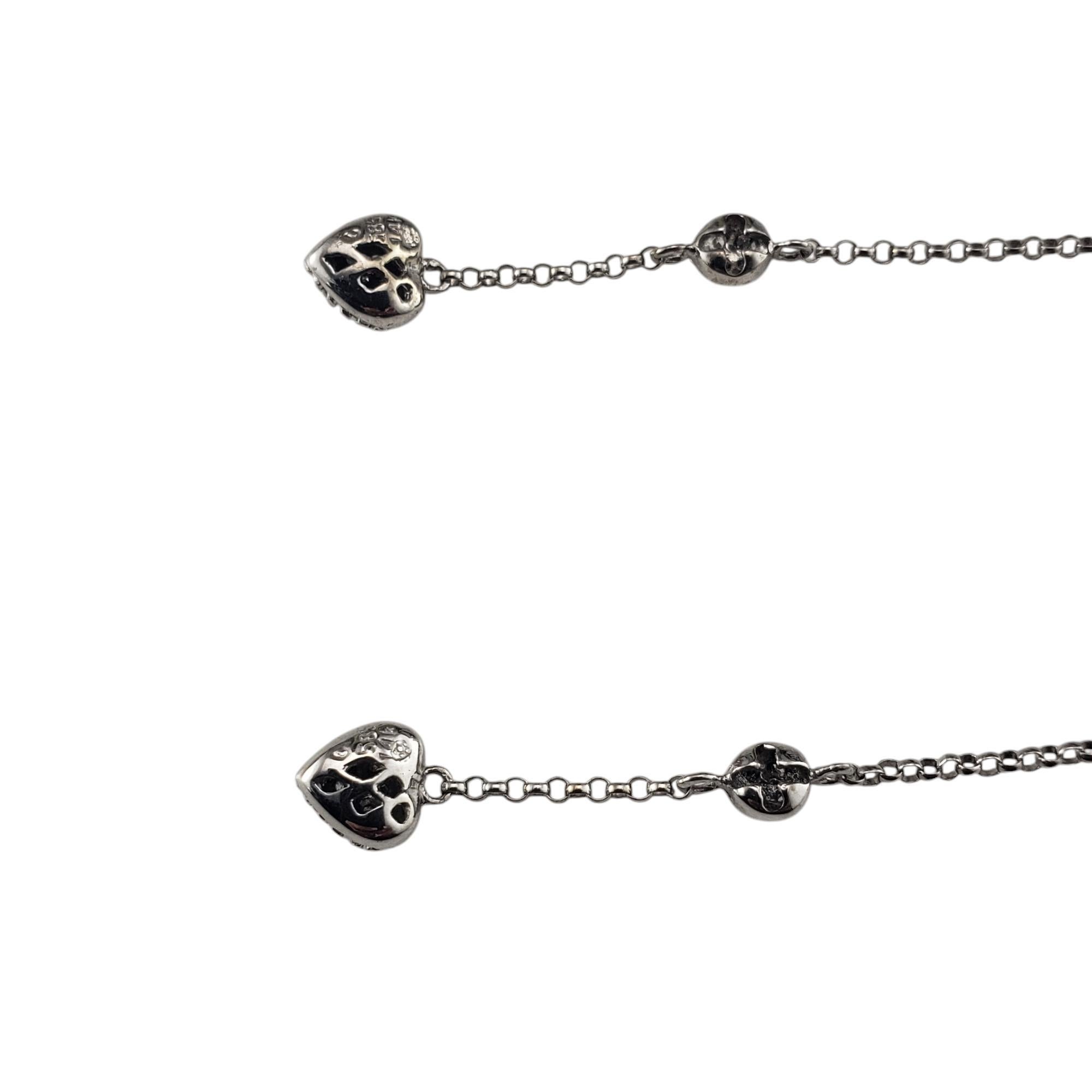 Women's 14 Karat White Gold and Diamond Heart Threader Earrings #20547