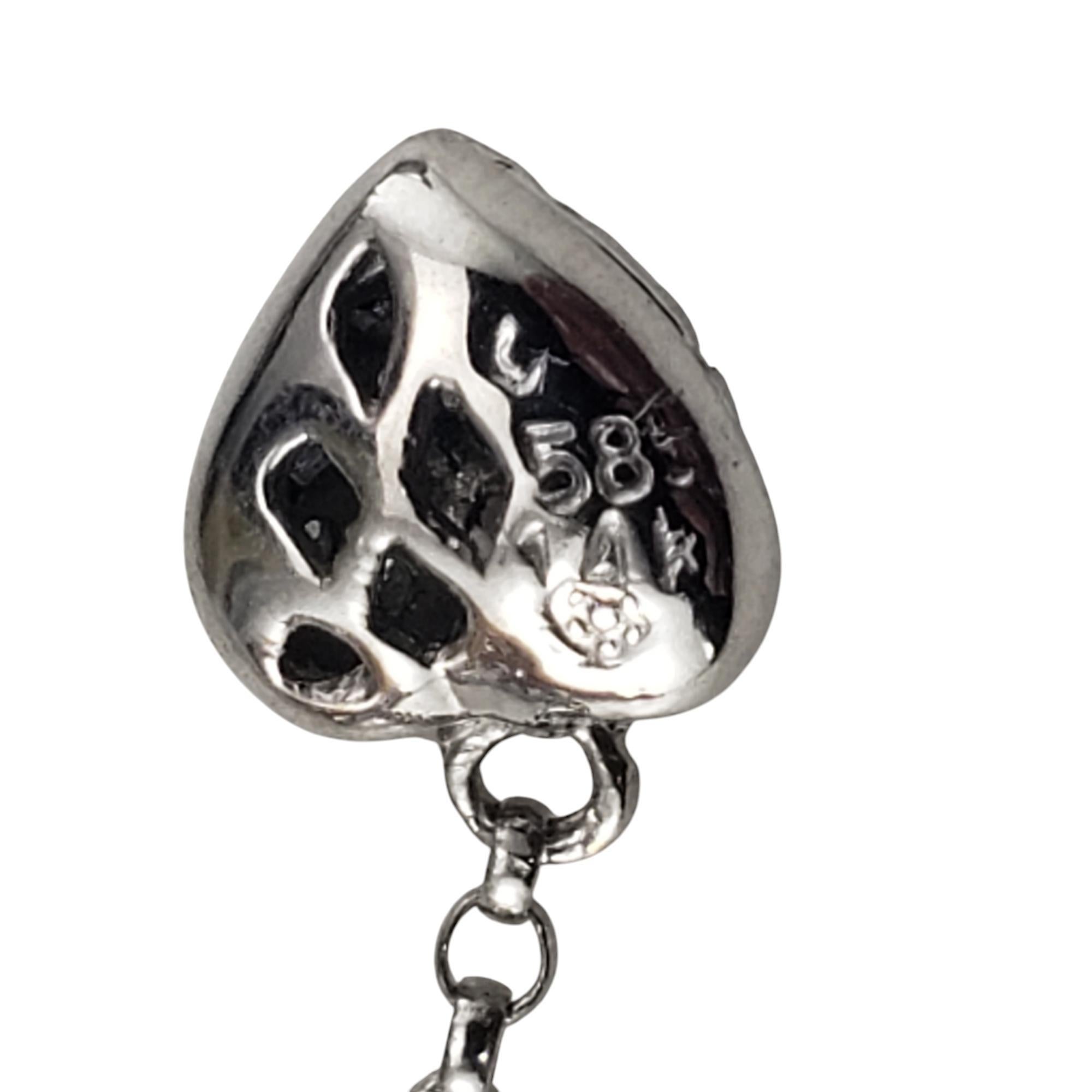 14 Karat White Gold and Diamond Heart Threader Earrings #20547 1