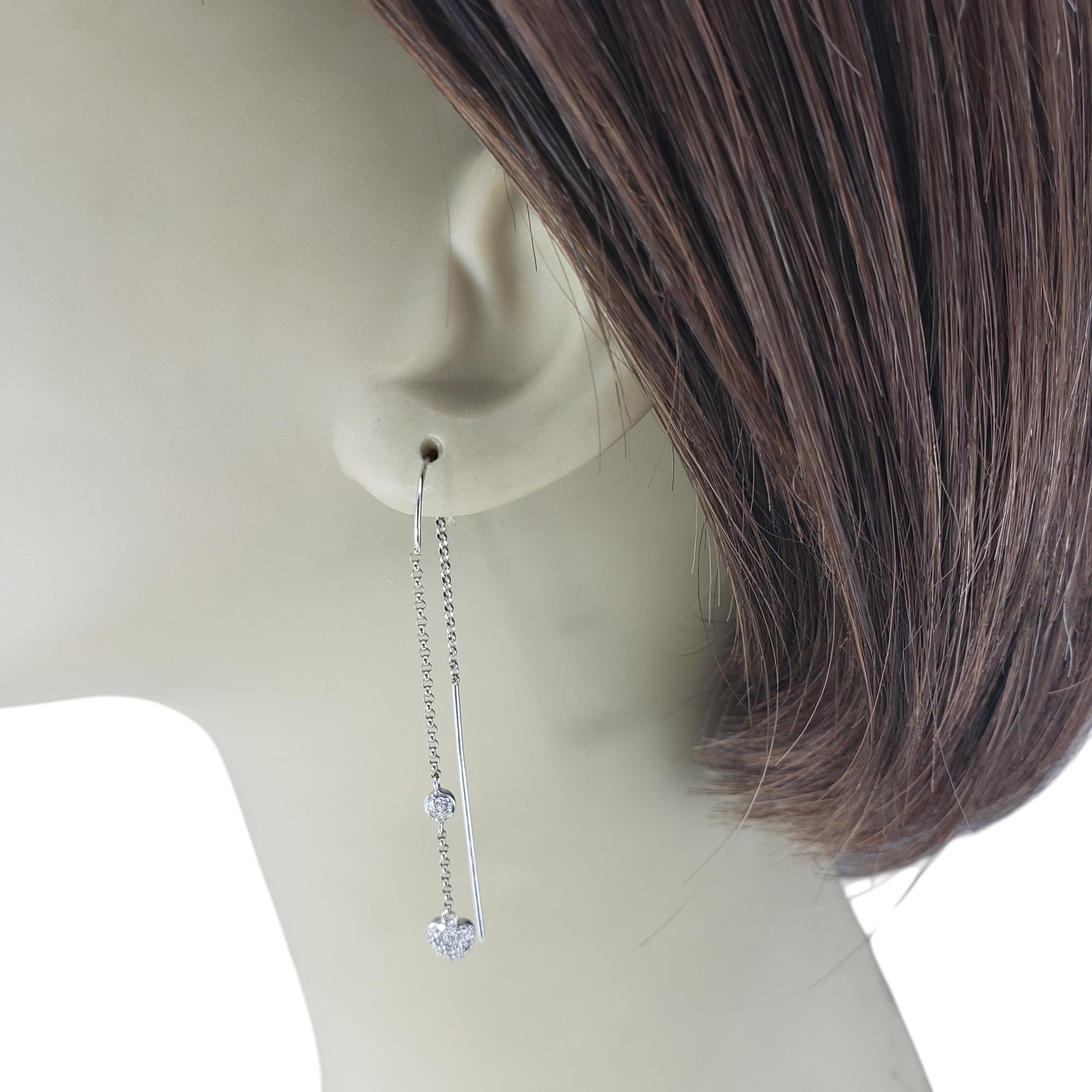 14 Karat White Gold and Diamond Heart Threader Earrings #20547 3