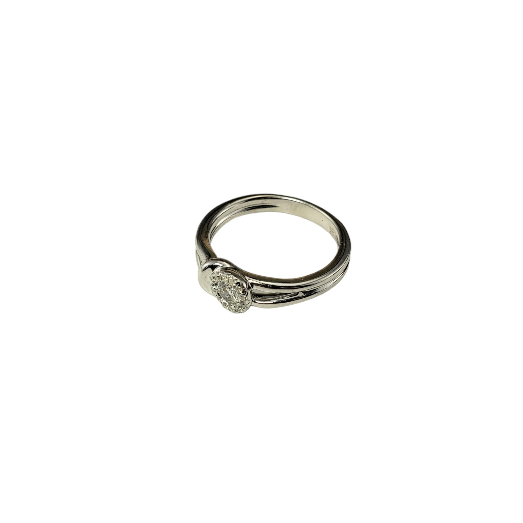 Brilliant Cut 14 Karat White Gold and Diamond Hook and Eye Ring Size 7 #17643 For Sale