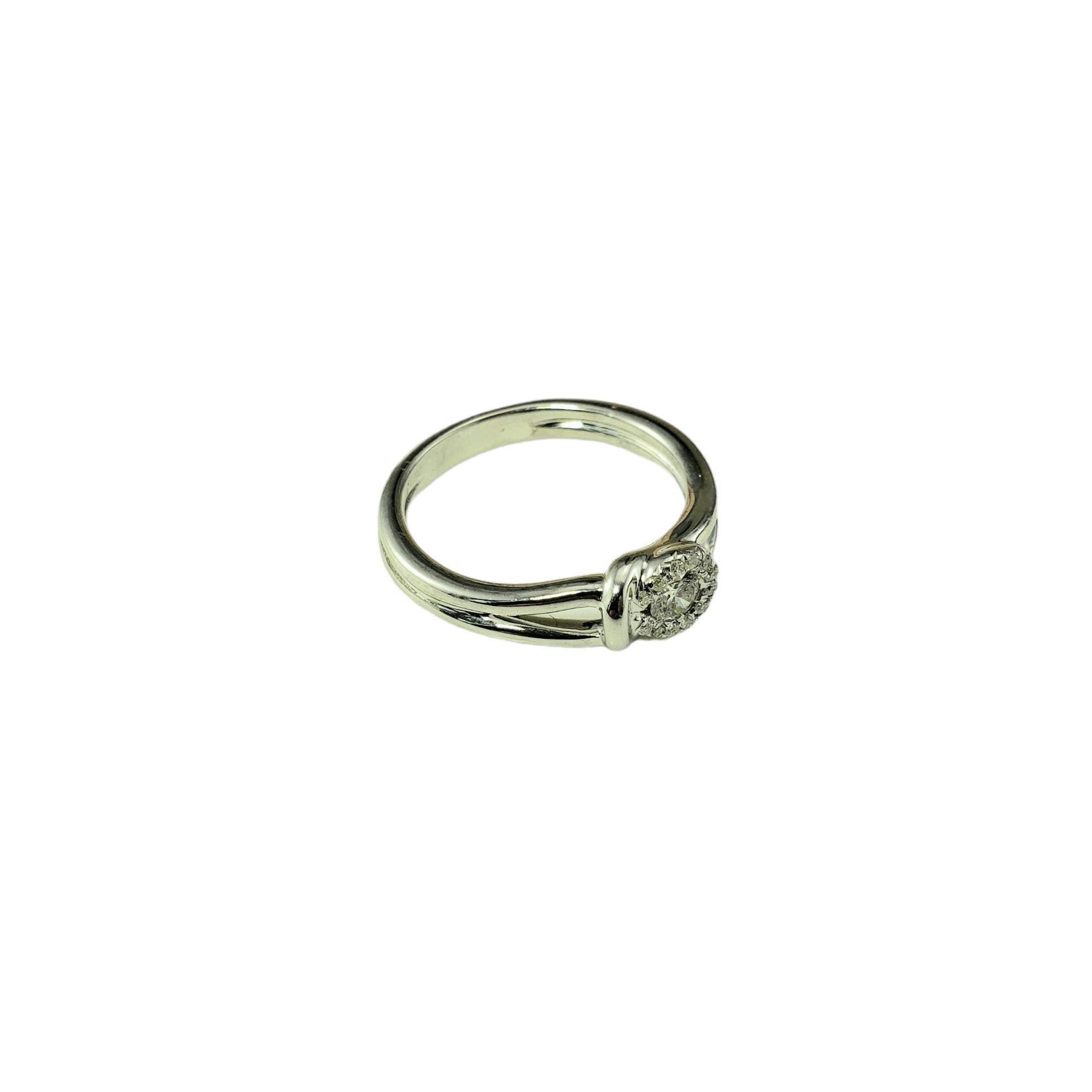 14 Karat White Gold and Diamond Hook and Eye Ring Size 7 #17643 In Good Condition For Sale In Washington Depot, CT