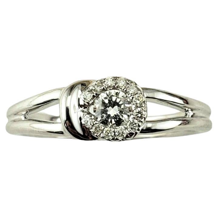 14 Karat White Gold and Diamond Hook and Eye Ring Size 7 #17643 For Sale