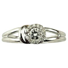 Bague crochet et œil en or blanc 14 carats et diamants taille 7 n°17643