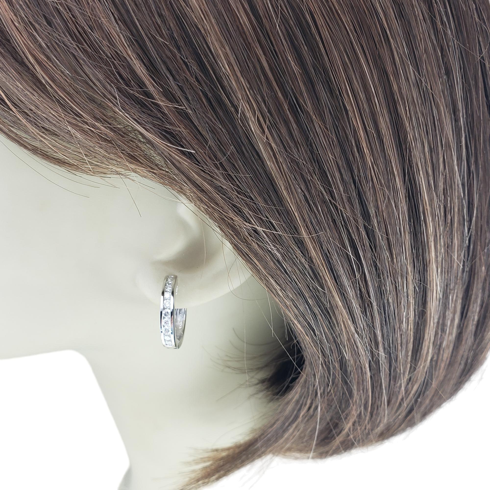 14 Karat White Gold and Diamond Hoop Earrings #16103 For Sale 4