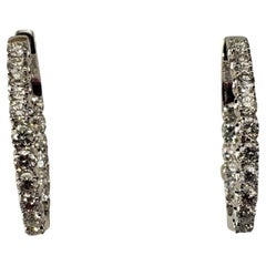 Boucles d'oreilles en or blanc 14 carats et diamants #18299
